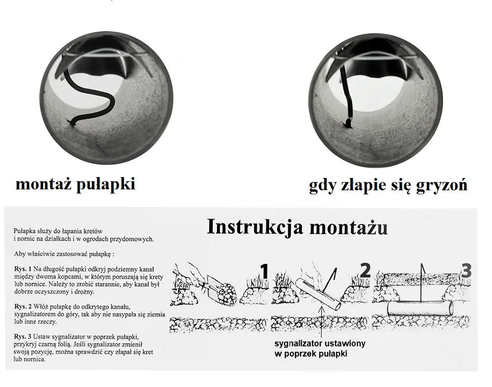 Pułapka na krety z sygnalizatorem - zestaw 5 sztuk — 8