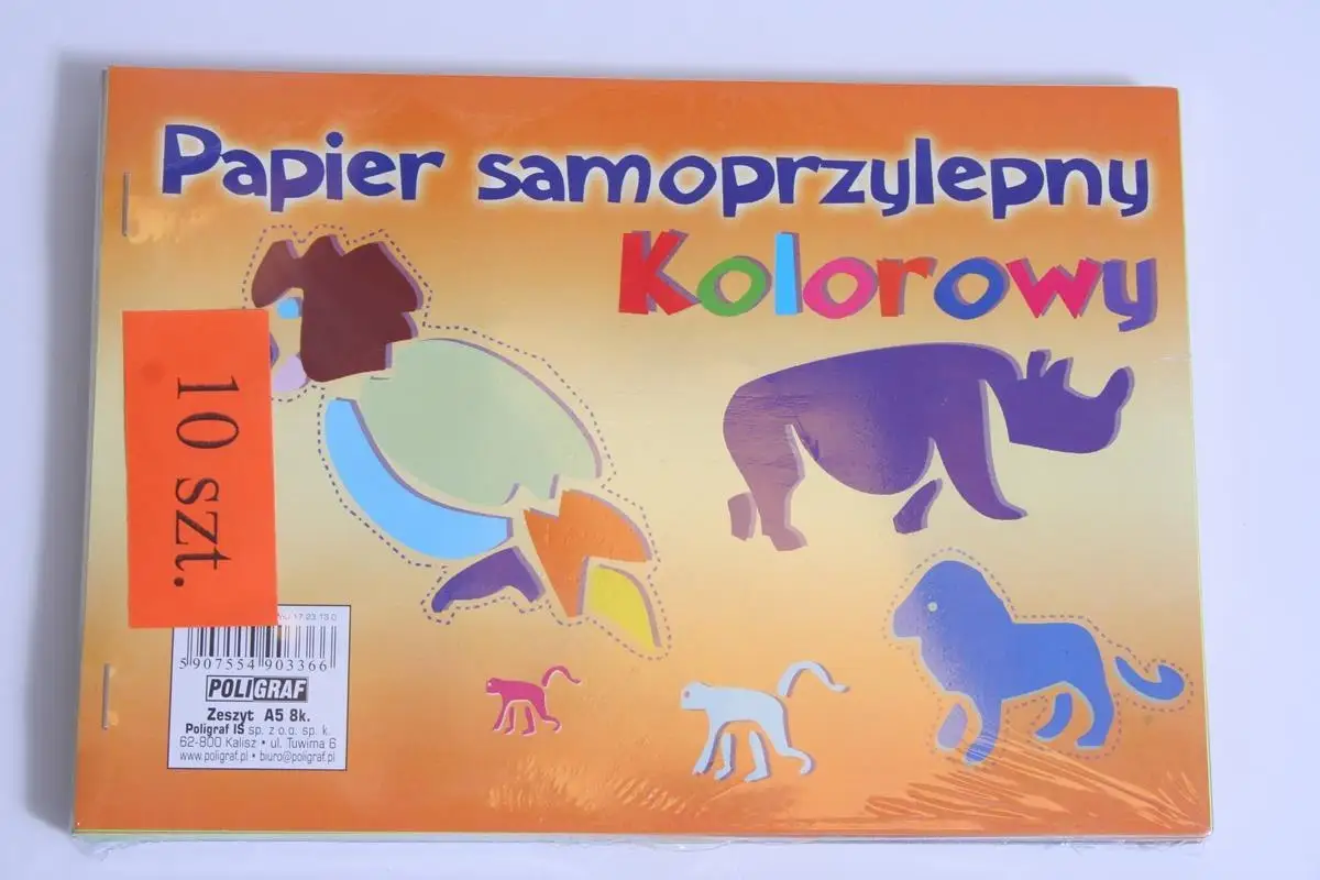 papier 10szt.  kolorowy samoprzylepny A5