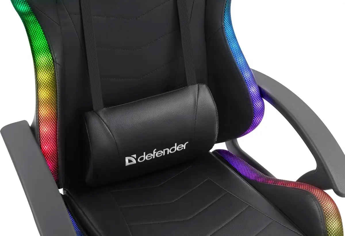 FOTEL DEFENDER FACTOR X CZARNY RGB GAMING — 18