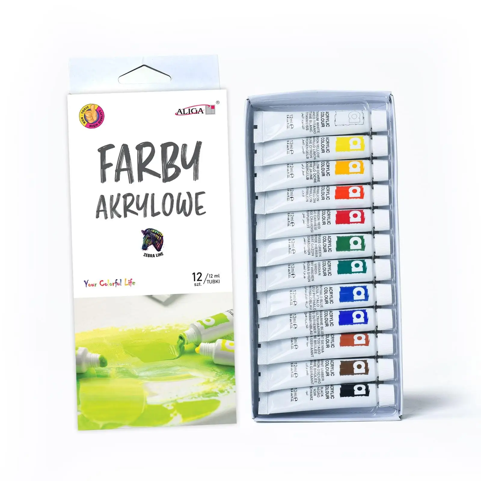 farby akrylowe 12 x 12 ml - mix kolorów | FTM-4513