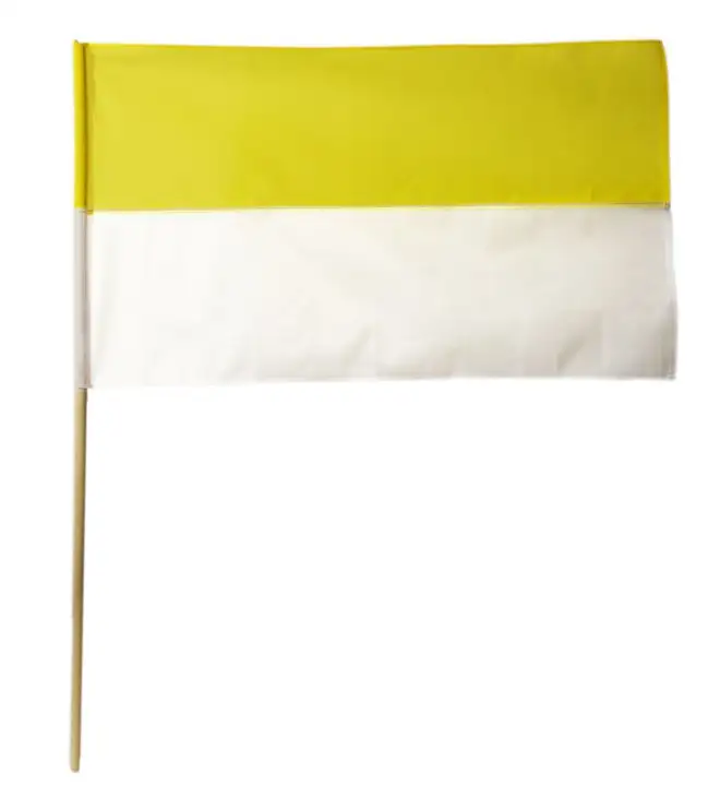 flaga materiał żółto-biała chorągiewki 25szt.  PAPIESKA 8520 — 2