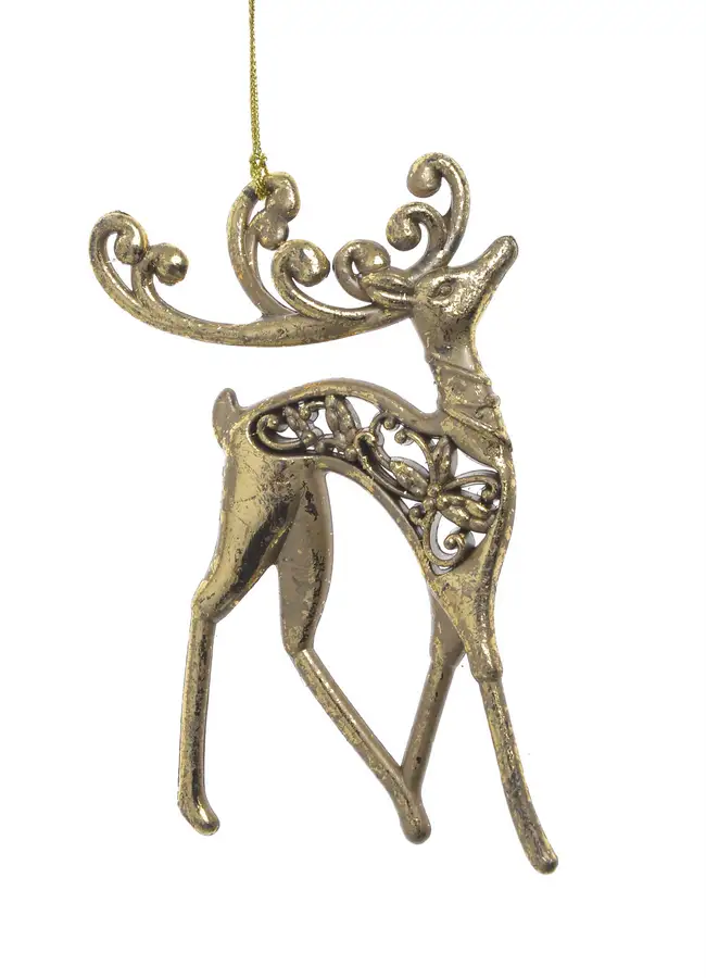 zawieszka świąteczna - jeleń renifer złoty 12cm | 9CAN9357_GLD
