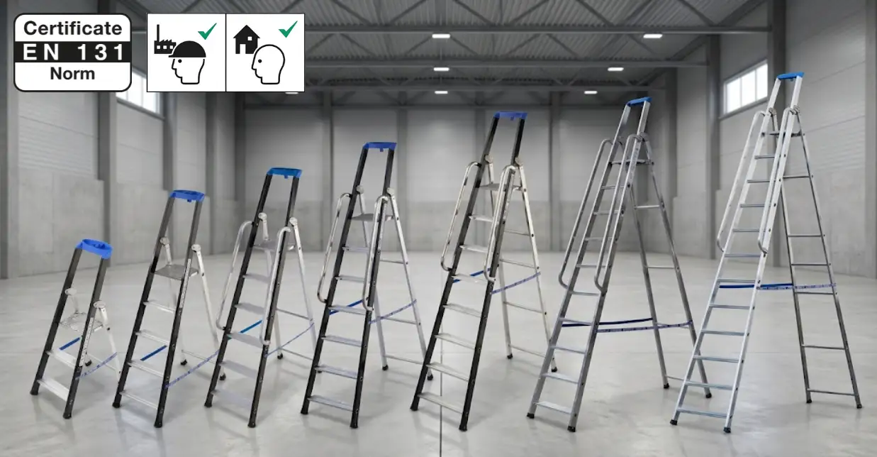 Drabina aluminiowa jednostronna GIERRE 5 stopni podest 150 kg 3,10 m — 3