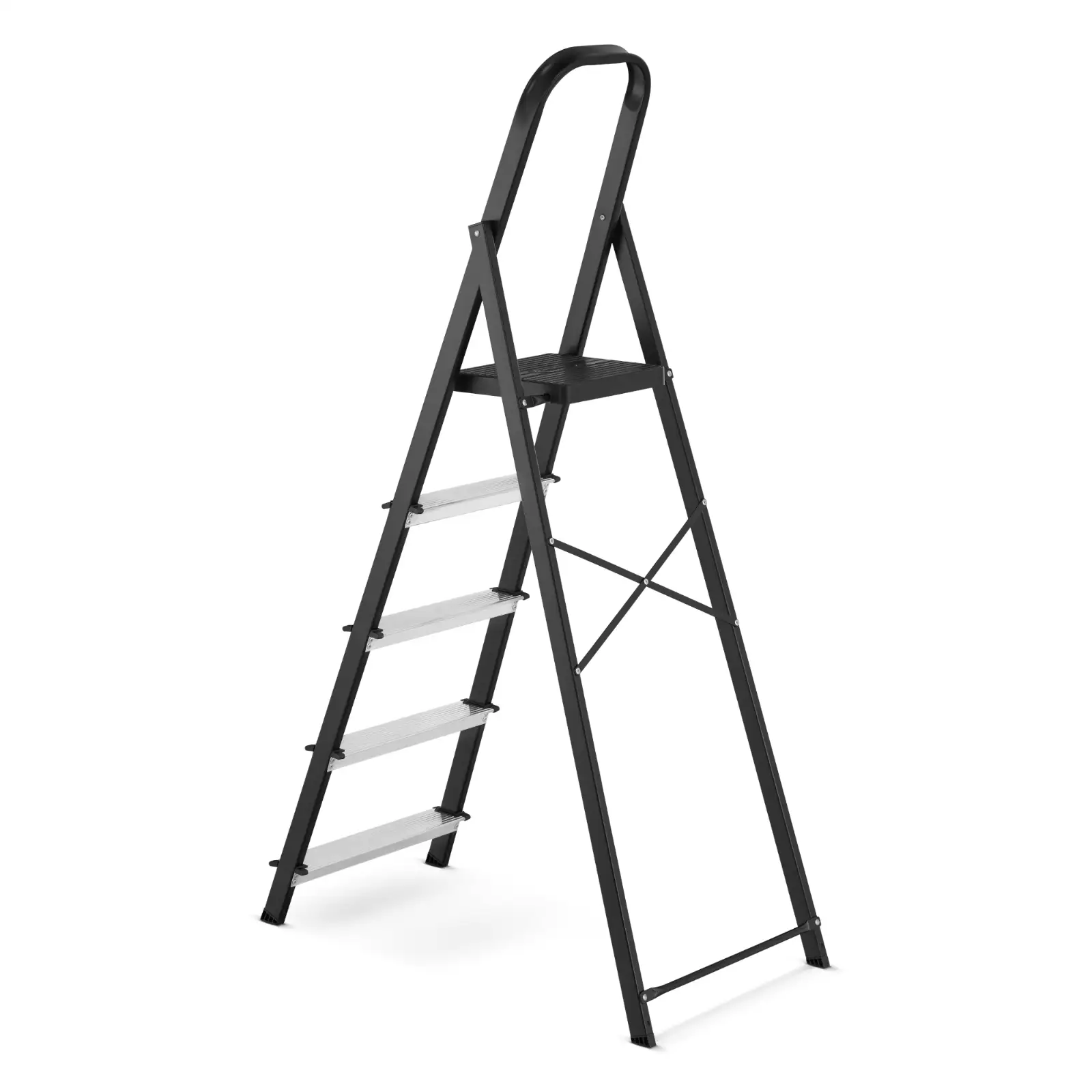 Drabina aluminiowa stalowa domowa HIGHER 5 stopni 150 kg MOCNA — 3