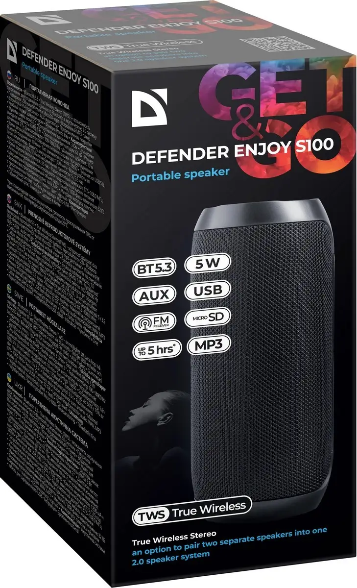 GŁOŚNIK DEFENDER ENJOY S100 BLUETOOTH CZARNY — 5