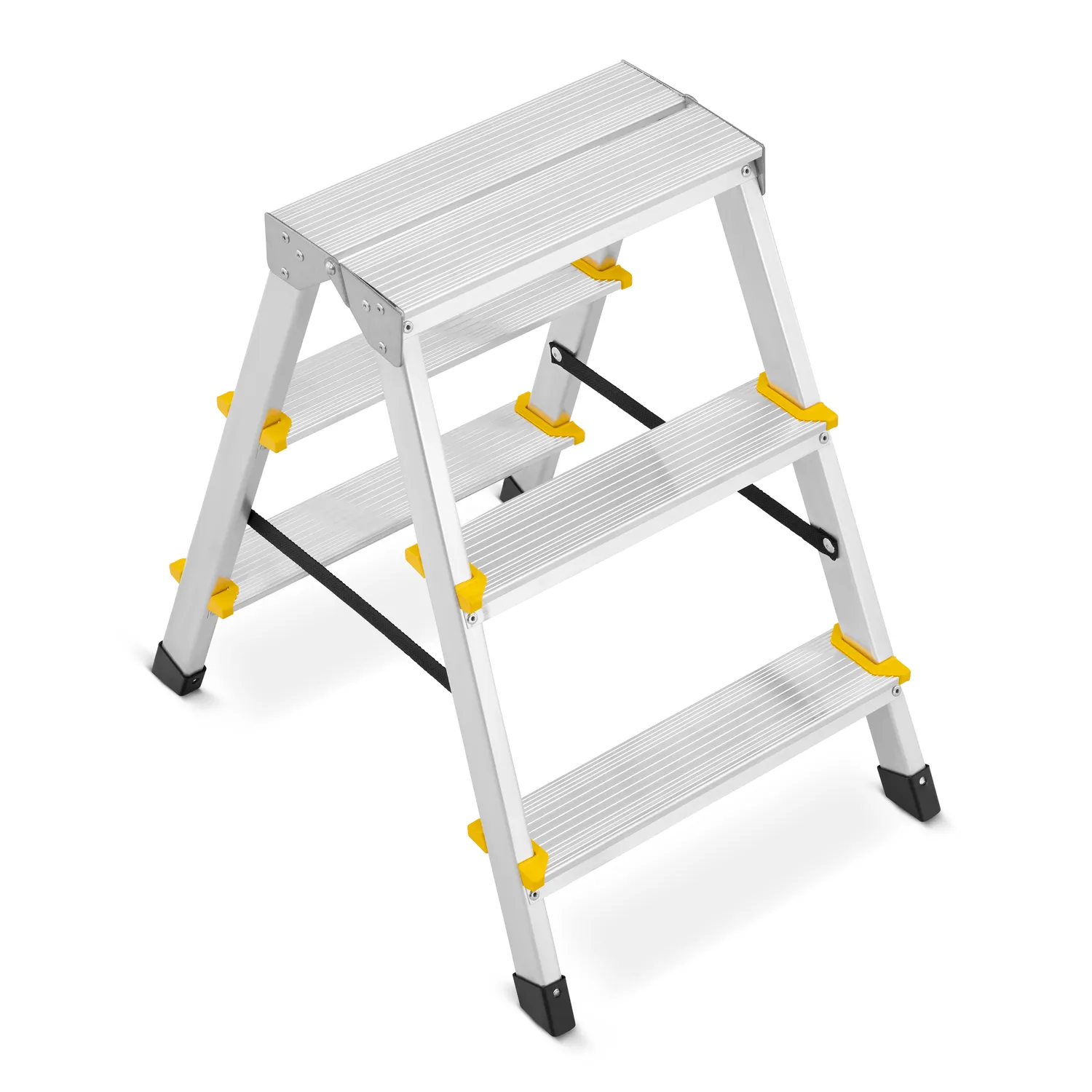 Drabina aluminiowa domowa dwustronna składana HIGHER 2x3 stopnie taboret podnóżek schodek — 7