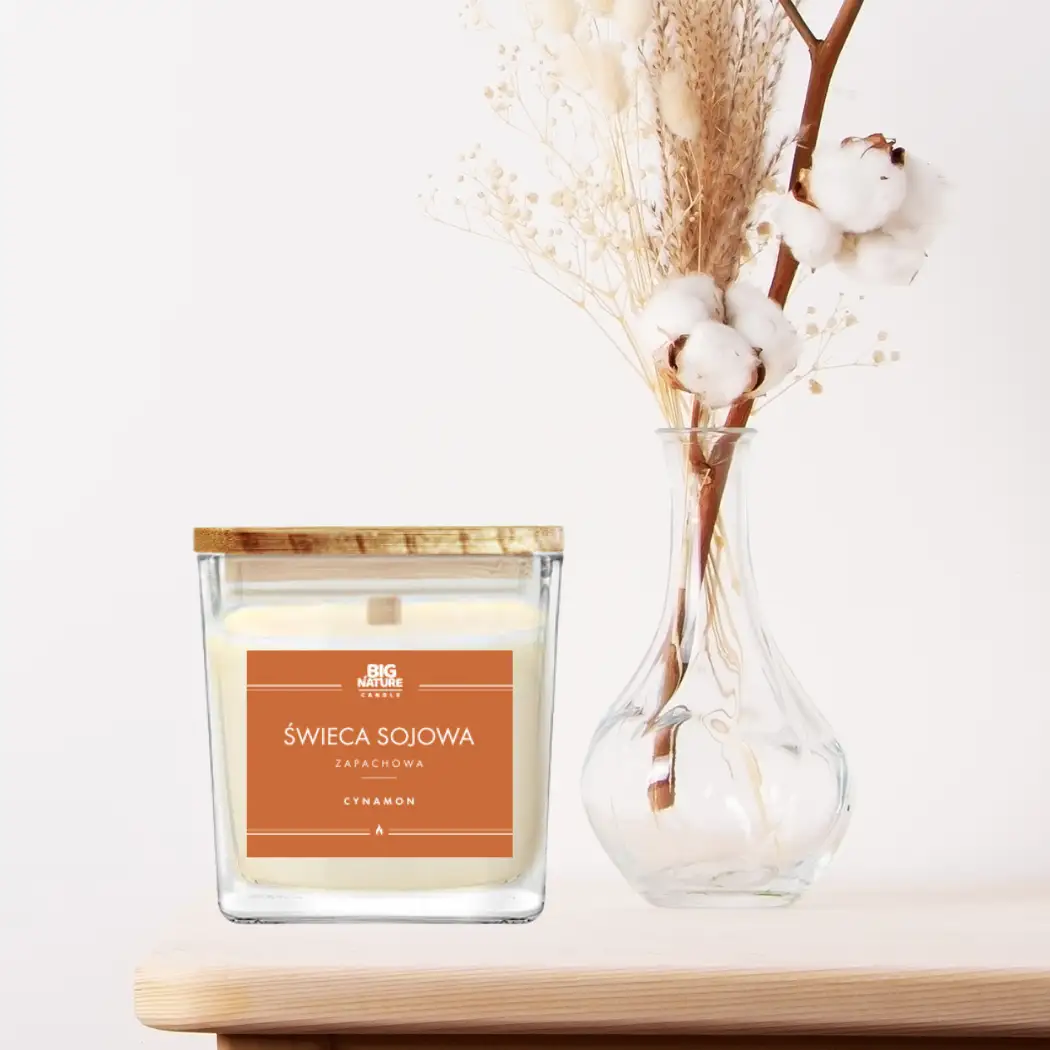 Świeca sojowa o zapachu CYNAMON 450g - BIG NATURE CANDLE — 2