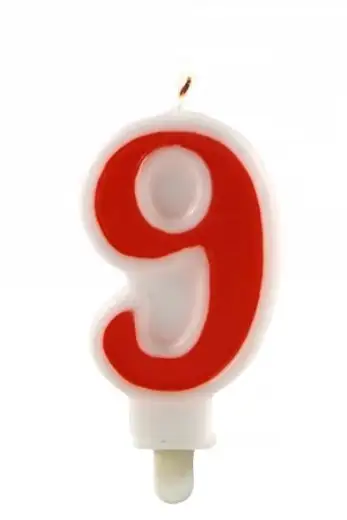 świeczka 24szt. cyfra CZERWONA   ,,9''