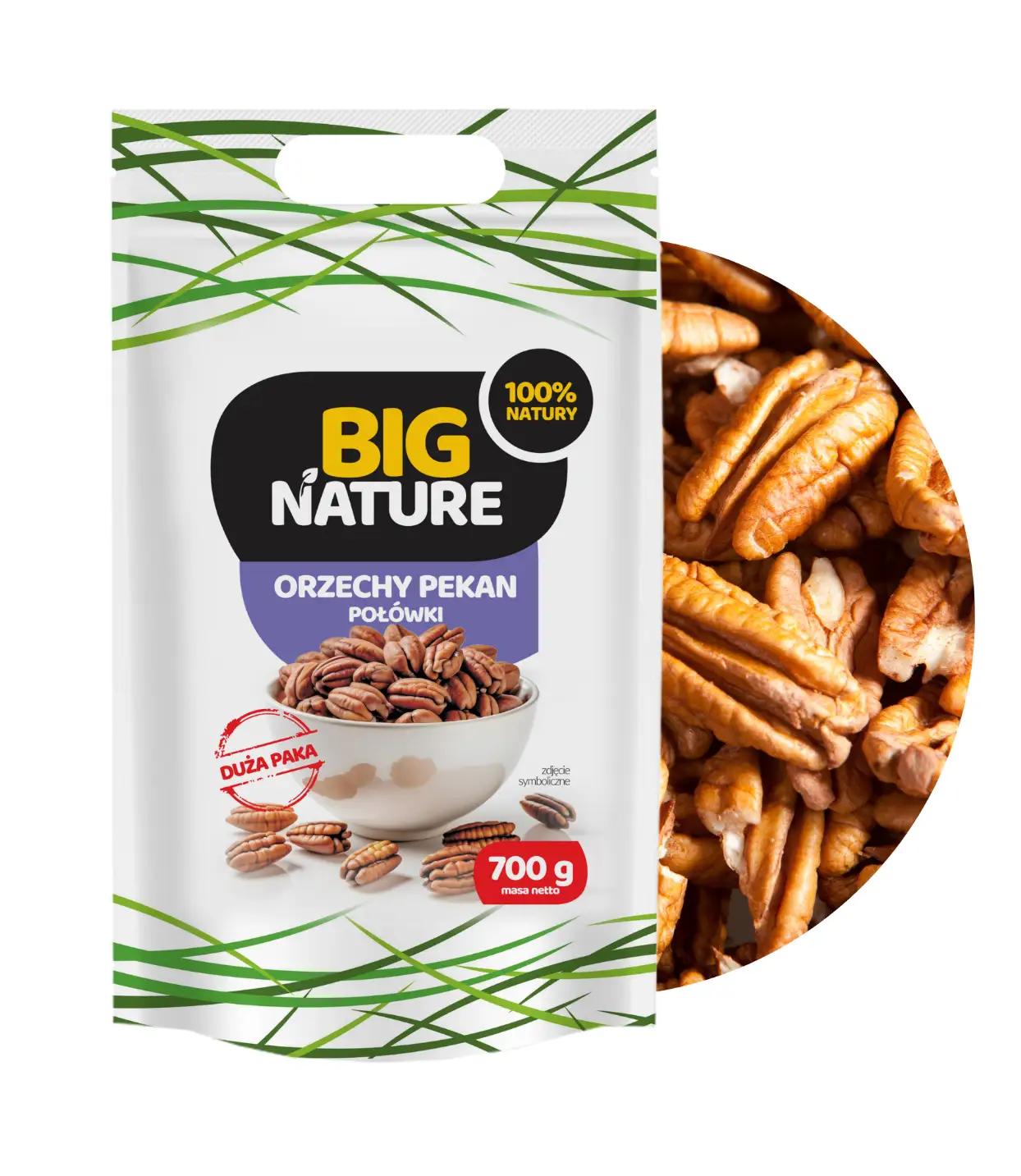 Orzechy Pecan POŁÓWKI 700g  - BIG NATURE