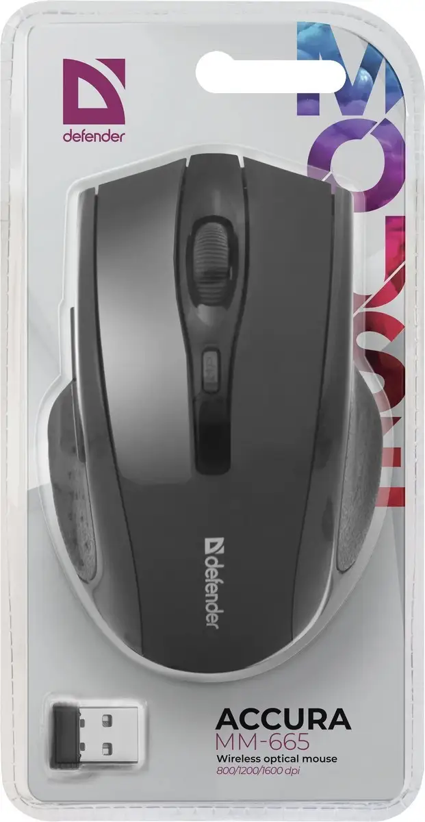 MYSZ DEFENDER ACCURA MM-665 RF CZARNA 1600dpi 6P — 7