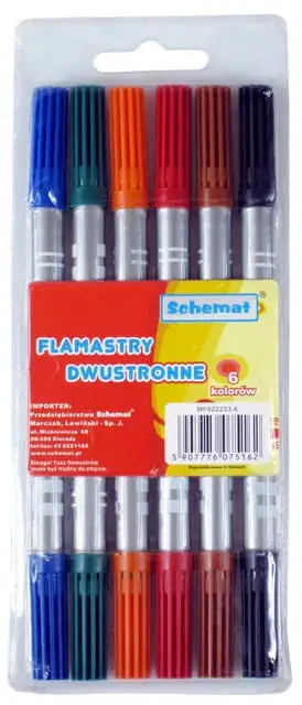 flamastry dwustronne 6 kolorów  5162
