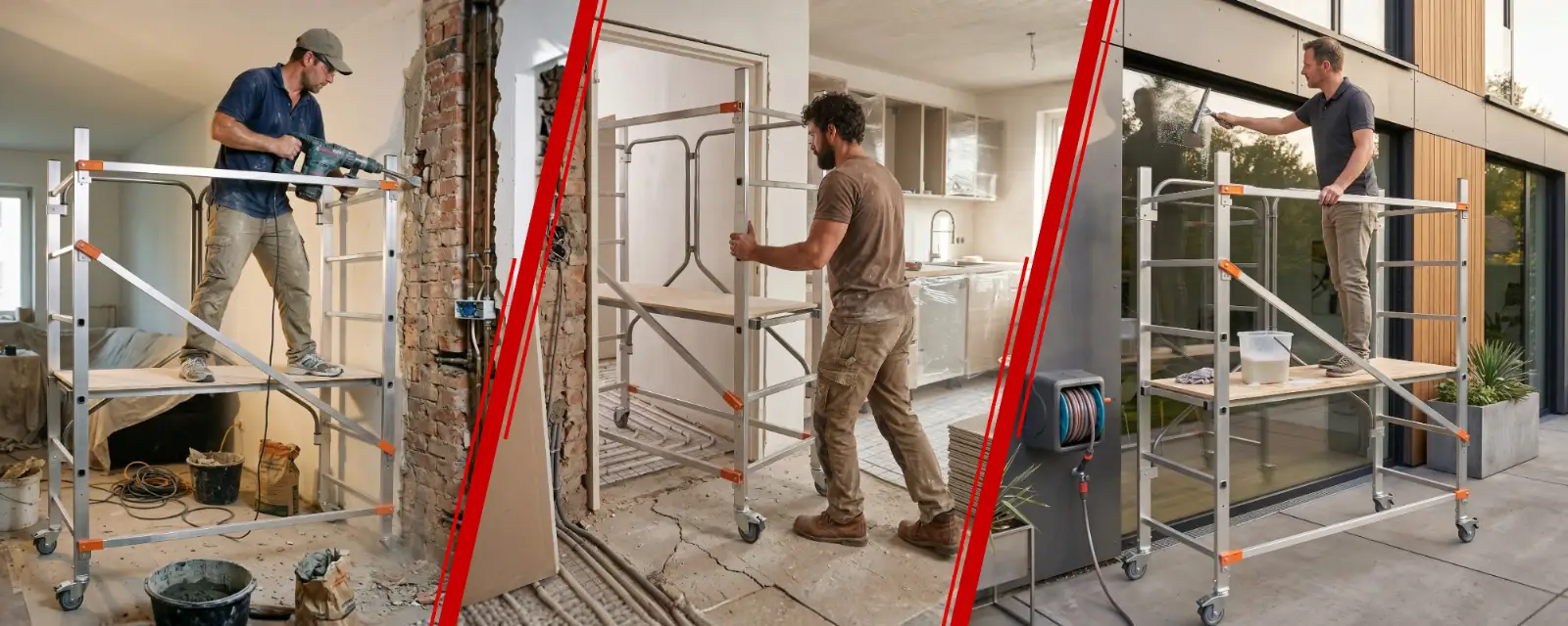 Rusztowanie aluminiowe jezdne GIERRE G-FX001FL 2,91 m składane hamulec 150 kg — 8