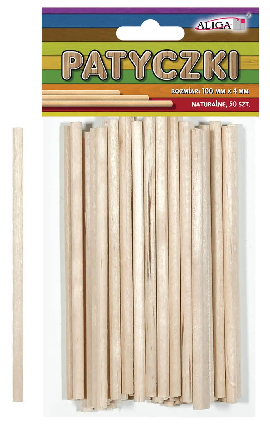 patyczki naturalne 50 szt. rozm. 100x4 mm | PK-0128