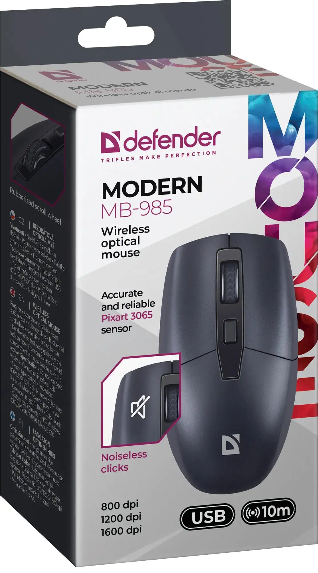 MYSZ DEFENDER MODERN MB-985 RF SILENT CZARNA 1600dpi 4P — 7