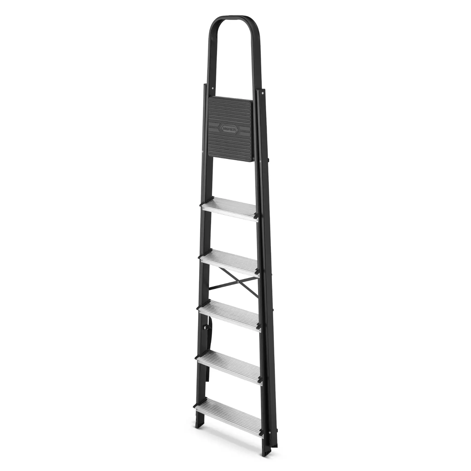 Drabina aluminiowa stalowa domowa HIGHER 6 stopni 150 kg MOCNA — 5