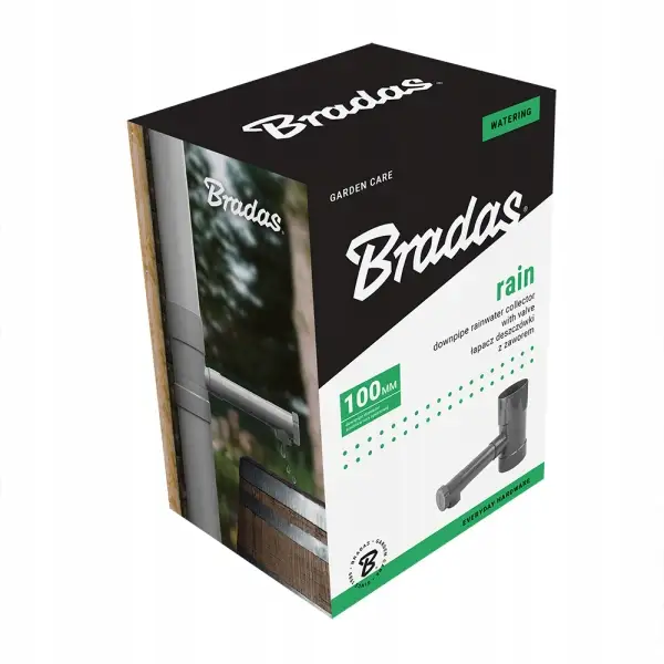 Zbieracz, łapacz wody deszczowej z zaworem, BRADAS 100mm, Brązowy — 8