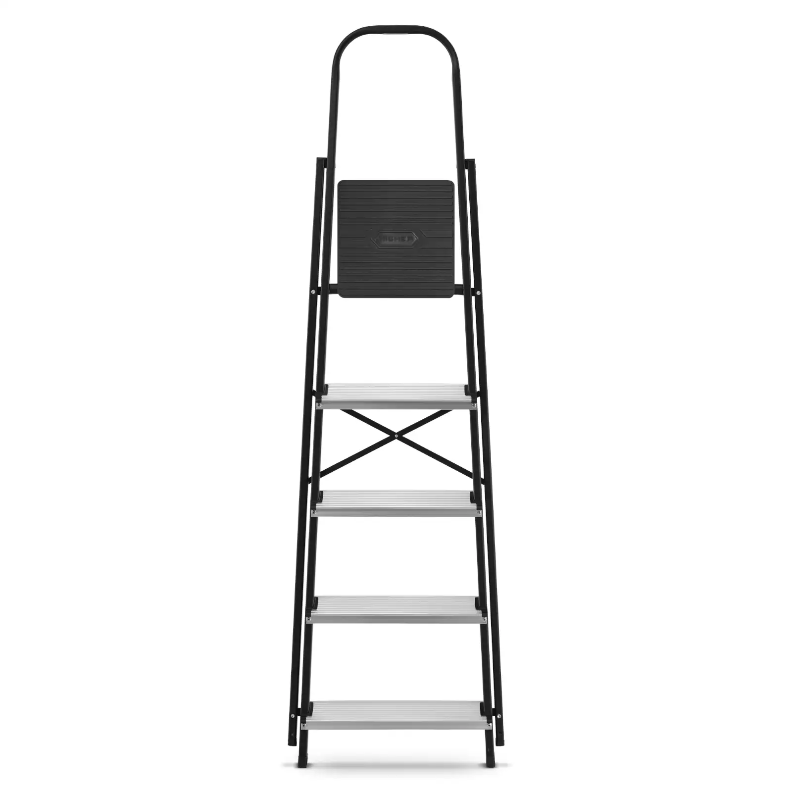 Drabina aluminiowa stalowa domowa HIGHER 5 stopni 150 kg MOCNA — 6
