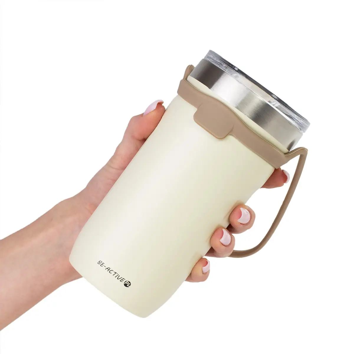 Kubek termiczny termos duży 550ml na herbatę kawę napój podróżny biały — 2
