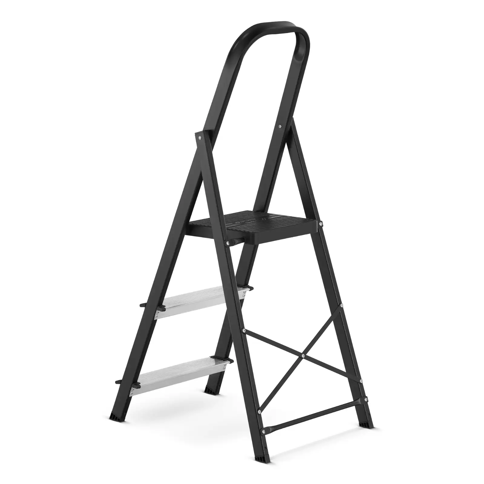 Drabina aluminiowa stalowa domowa HIGHER 3 stopnie 150 kg MOCNA — 7