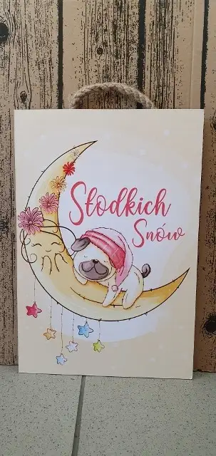 tabliczka / obraz do zawieszenia 20 x 30 cm  SŁODKICH SNÓW