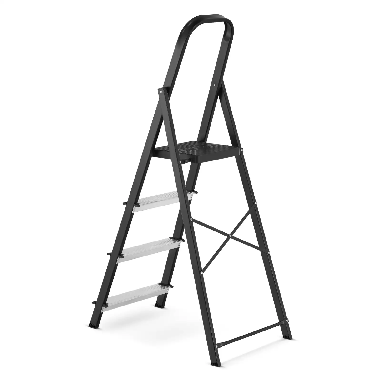 Drabina aluminiowa stalowa domowa HIGHER 4 stopnie 150 kg MOCNA — 3