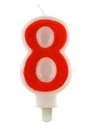 świeczka 24szt. cyfra CZERWONA   ,,8''