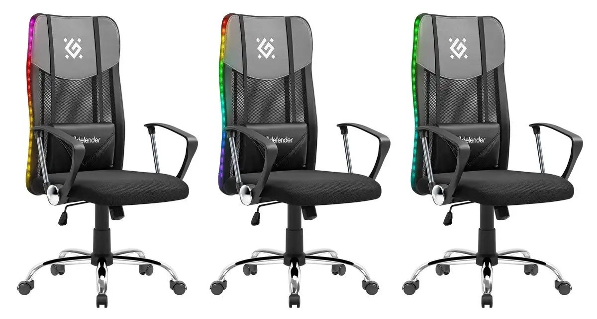 FOTEL DEFENDER TORONTO CZARNY RGB GAMING — 2