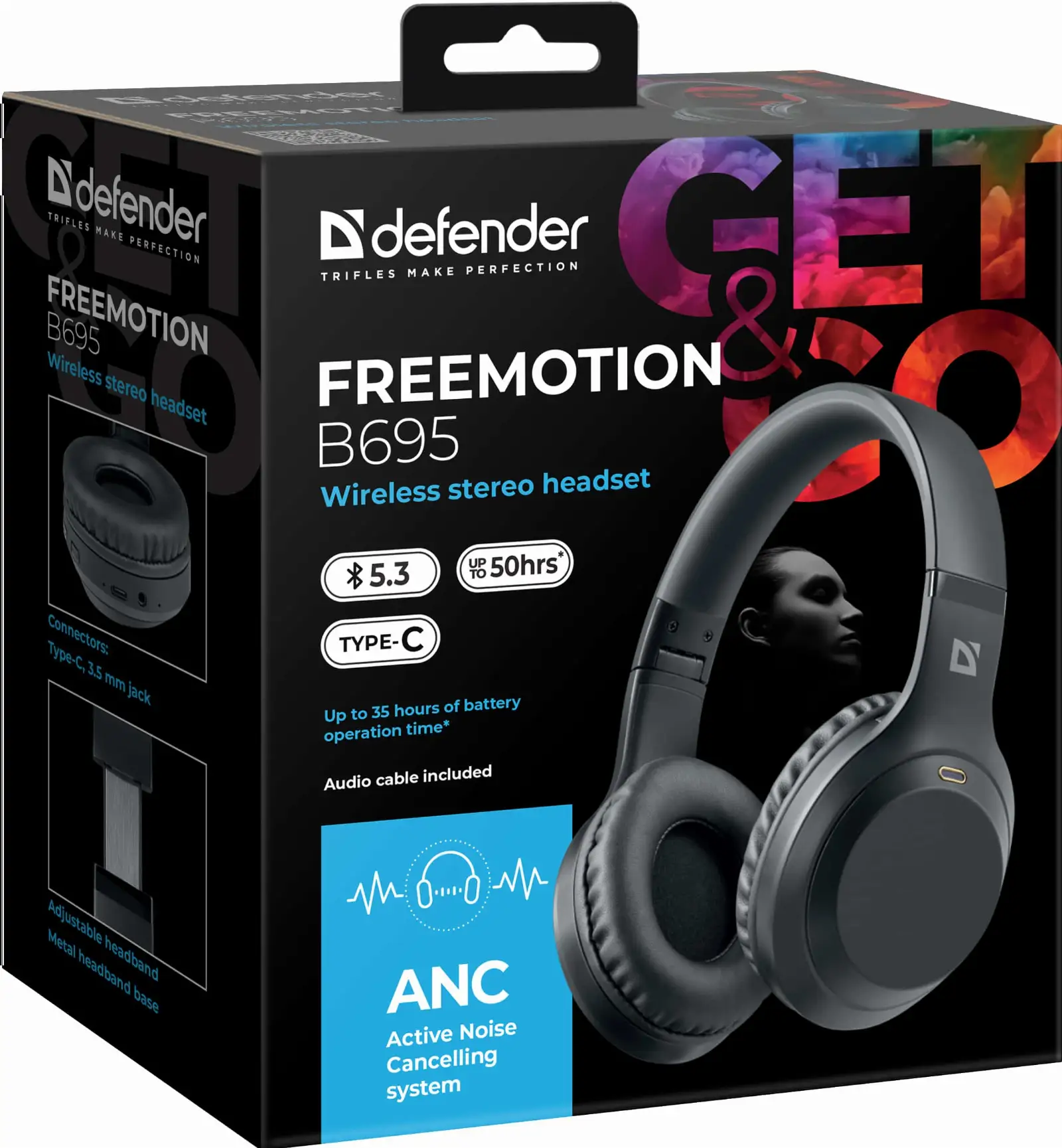 SŁUCHAWKI DEFENDER BLUETOOTH FREEMOTION B695 ANC CZARNE — 11