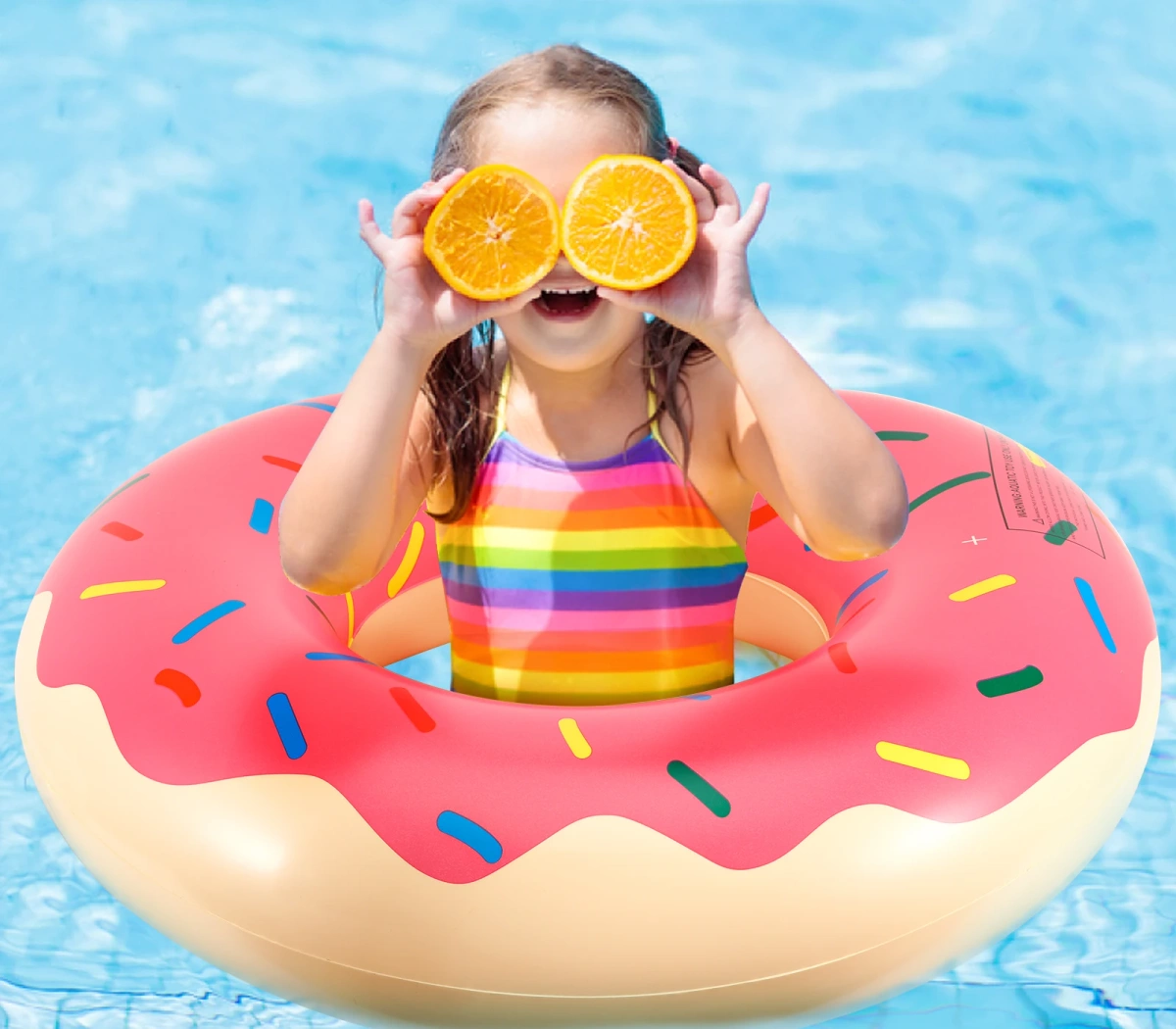 Koło dmuchane donut różowy 90cm duży materac do pływania wody na basen dla dzieci — 4