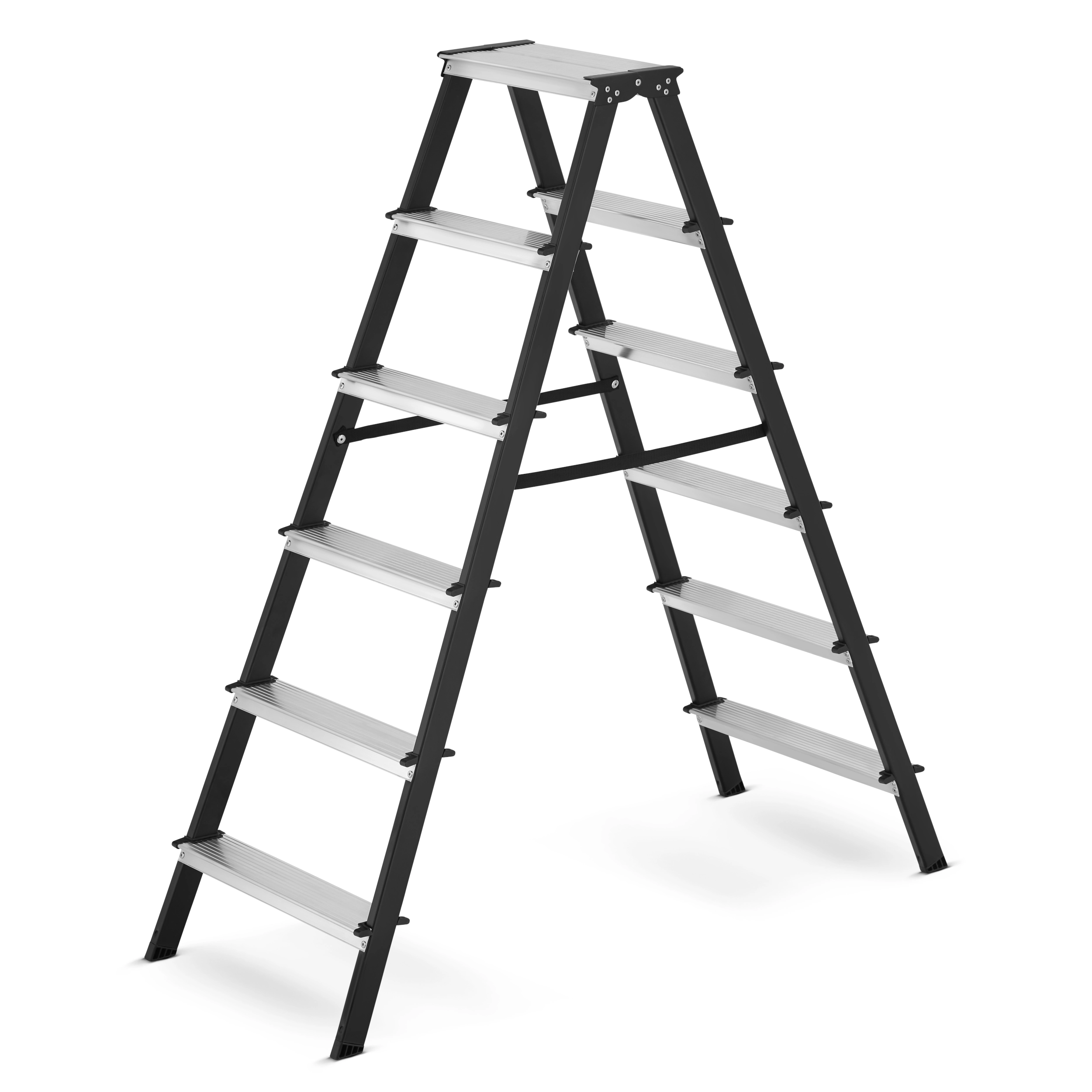 Drabina drabinka domowa 2x7 dwustronna składana MOCNA 150 kg HIGHER schodki — 2