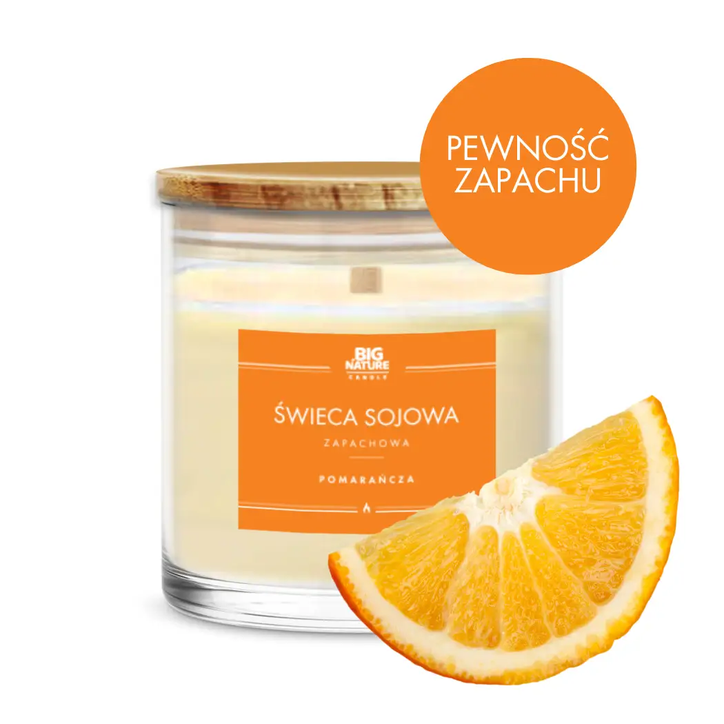Świeca sojowa o zapachu POMARAŃCZA 215g - BIG NATURE CANDLE