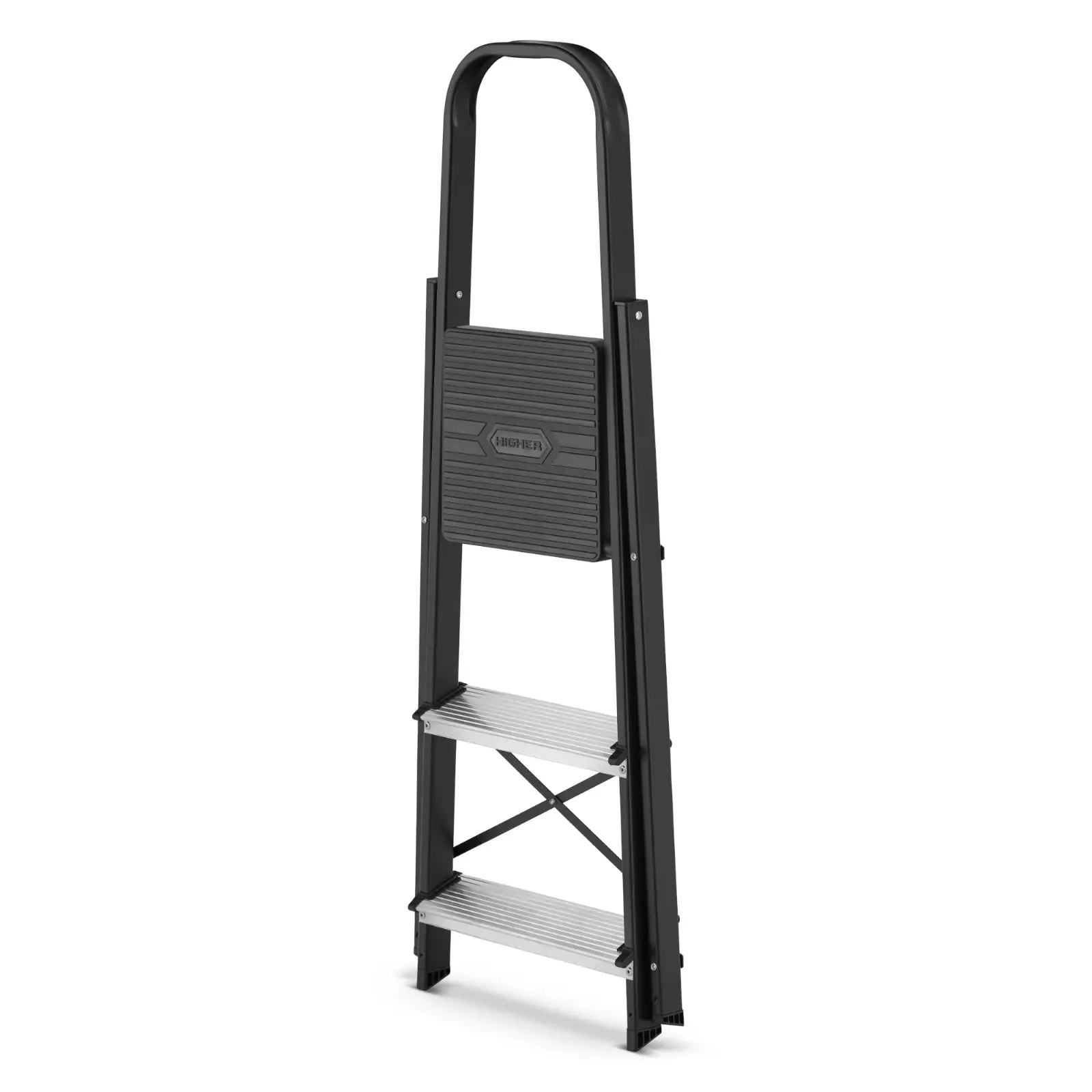 Drabina aluminiowa stalowa domowa HIGHER 3 stopnie 150 kg MOCNA — 9