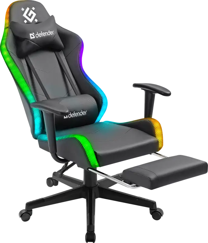 FOTEL DEFENDER WATCHER CZARNY RGB GAMING — 4