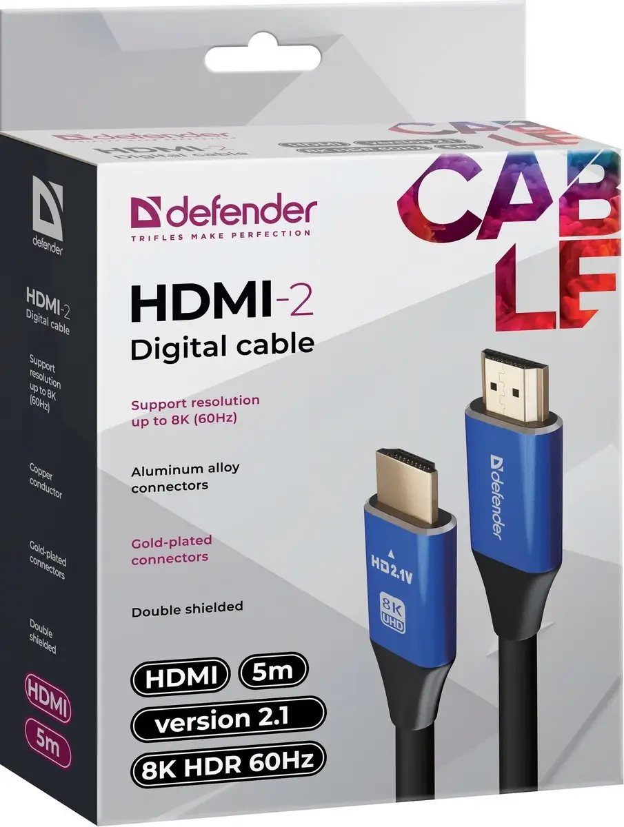 KABEL DEFENDER HDMI-HDMI 5,0m M/M v2.1 8K — 4