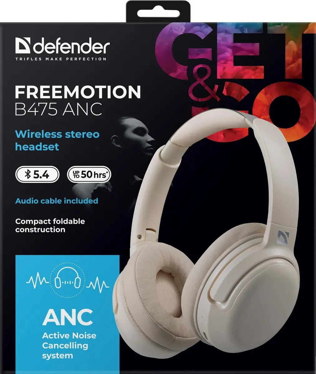 SŁUCHAWKI DEFENDER BLUETOOTH FREEMOTION B475 ANC BEŻOWE — 11