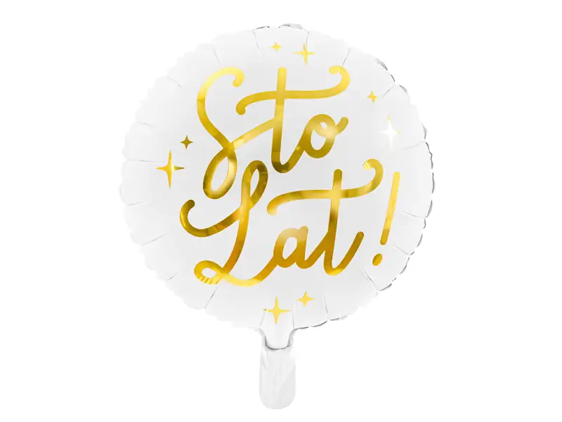 Balon foliowy Sto lat!, 35cm, biały   FB59