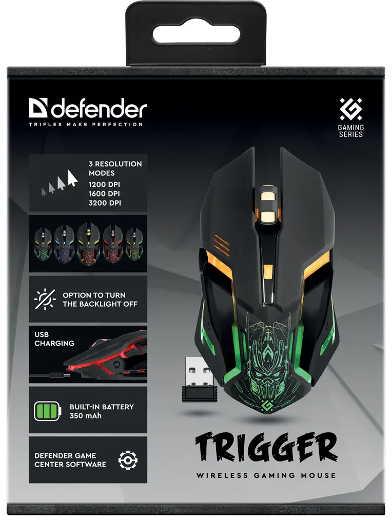 MYSZ DEFENDER GM-934 TRIGGER OPTIC RF BEZPRZEWODOWA 3200dpi 7P — 8