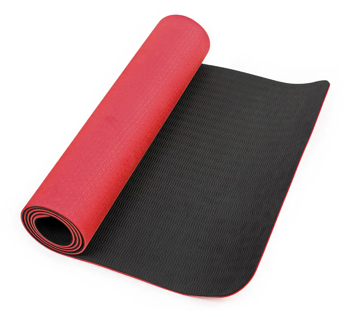 Mata do ćwiczeń fitness yogi 6mm TPE Pretorians czarno-czerwona — 5