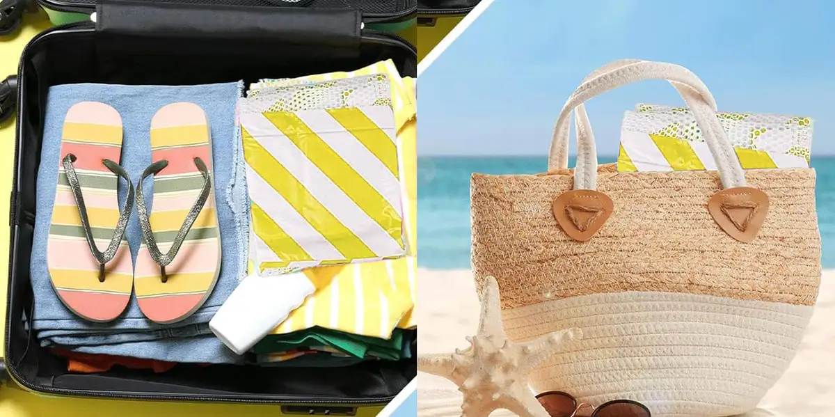 Materac dmuchany do pływania plażowy z siatką żółty — 9