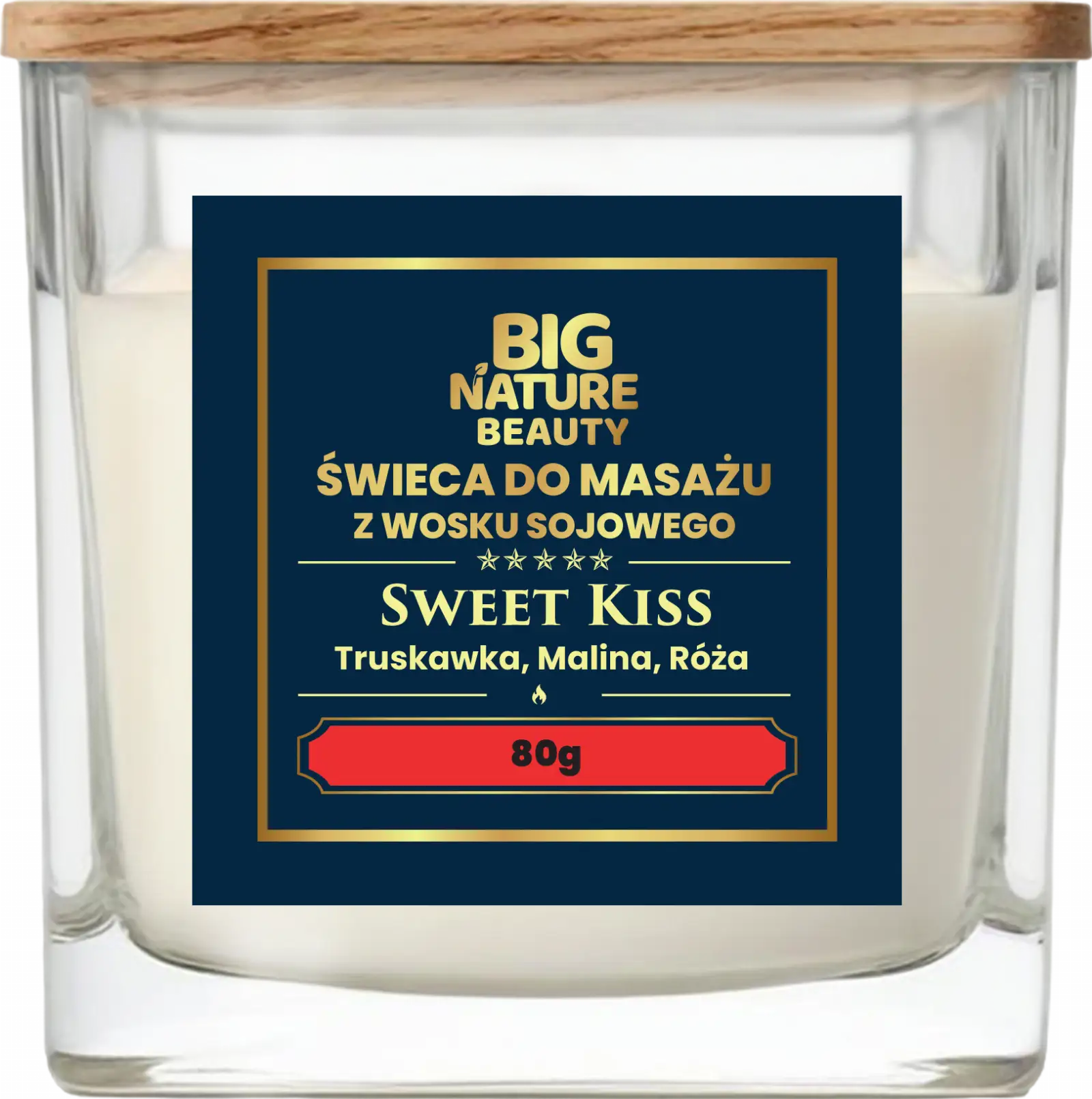 Świeca sojowa do masażu Truskawka, Malina i Róża 80g
