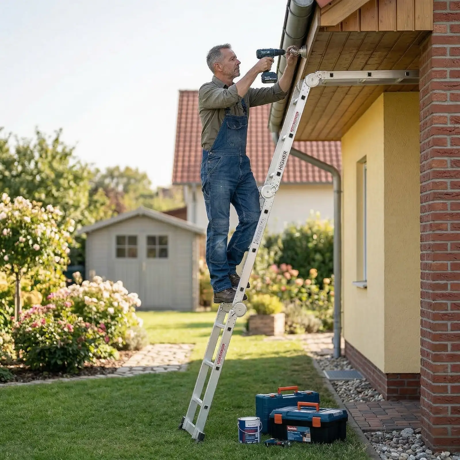 Drabina aluminiowa przegubowa składana wielofunkcyjna 4x3 HIGHER mocna — 6