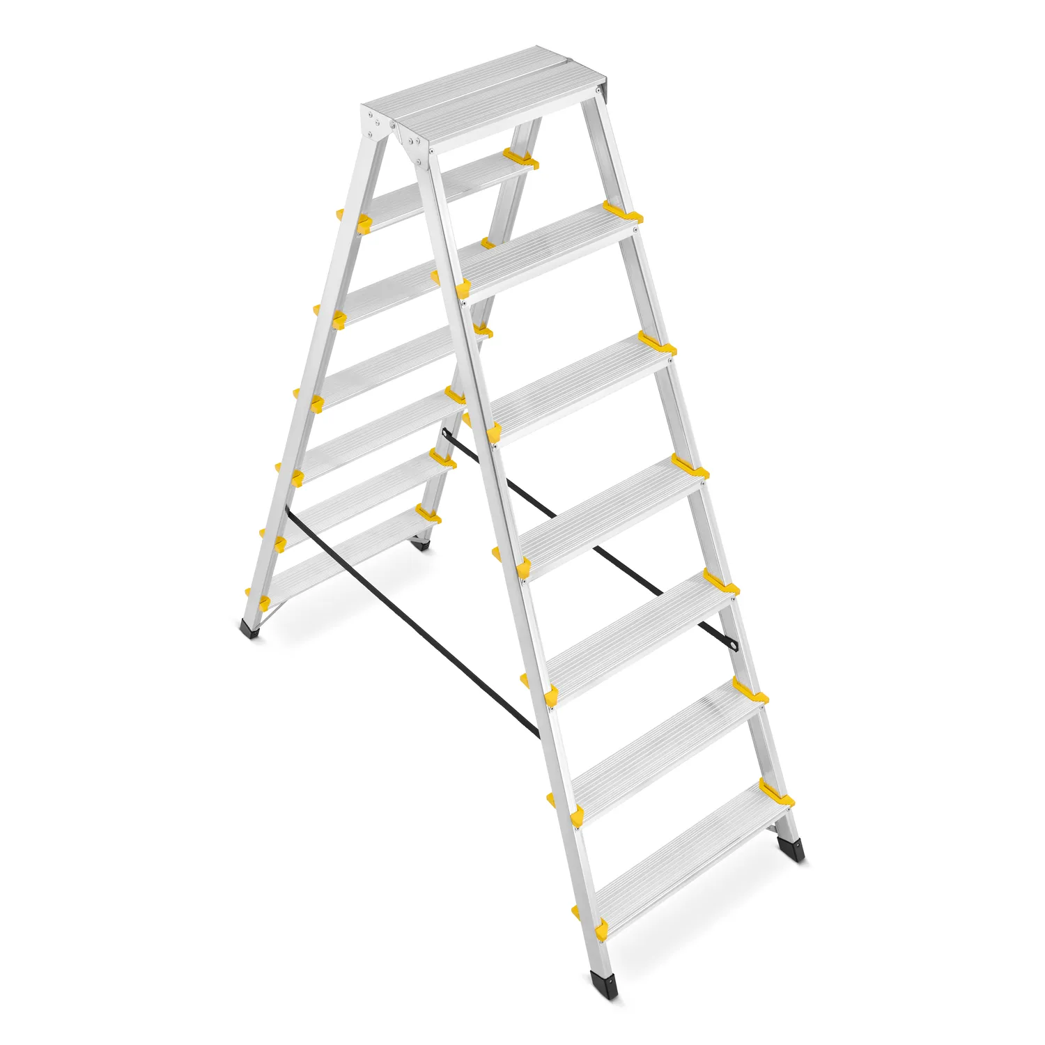 Drabina aluminiowa domowa dwustronna składana HIGHER 2x7 stopni taboret podnóżek schodek — 7