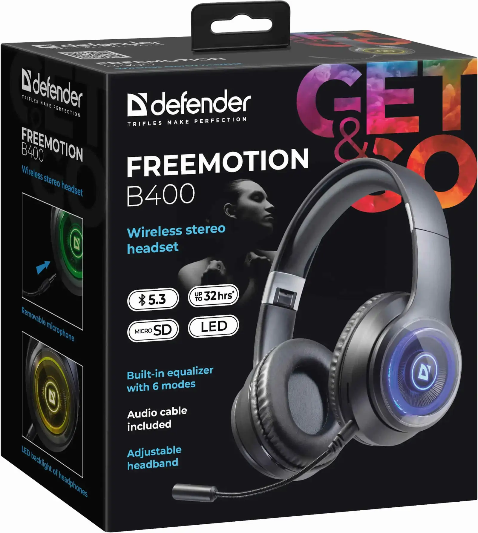 SŁUCHAWKI DEFENDER BLUETOOTH FREEMOTION B400 LED — 11