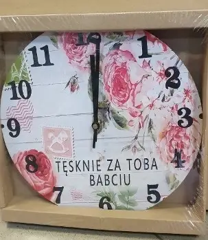 zegar ścienny 30cm  Tęsknię za Tobą Babciu
