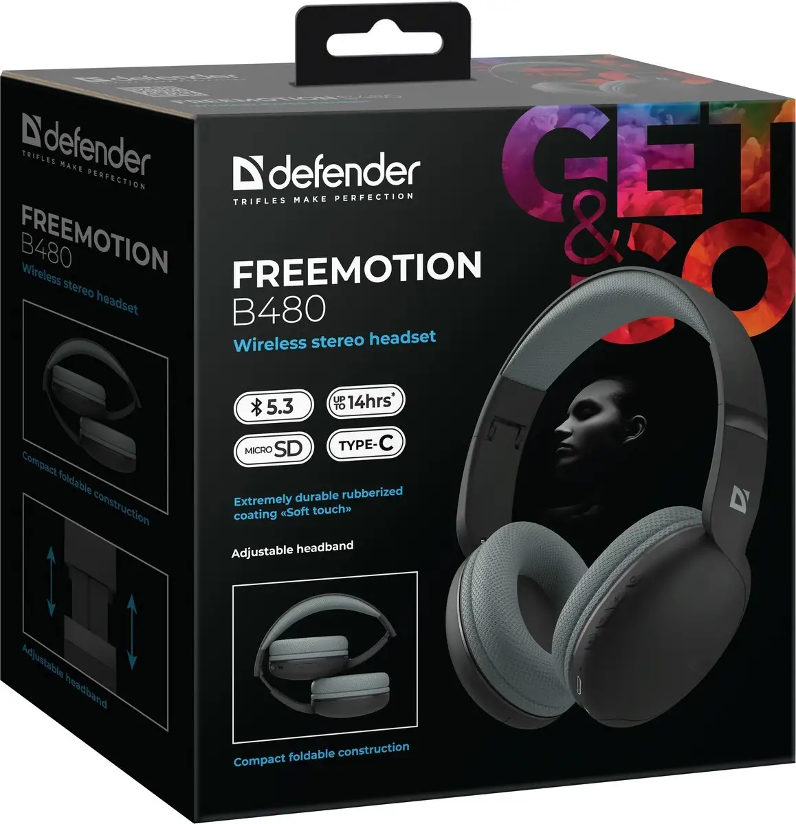 SŁUCHAWKI DEFENDER BLUETOOTH FREEMOTION B480 CZARNE — 9