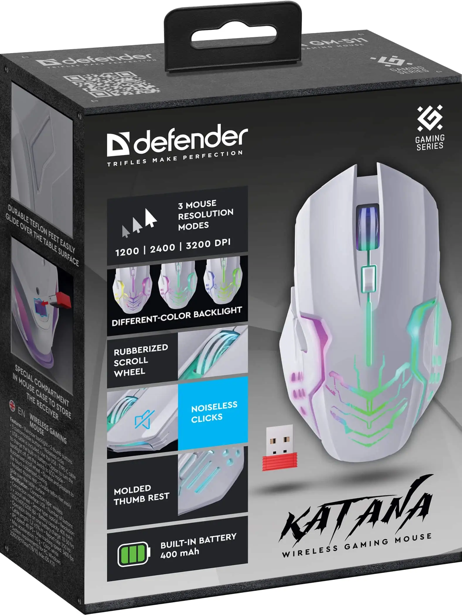 MYSZ DEFENDER GM-511 KATANA RF 3200dpi 7P BIAŁA — 9