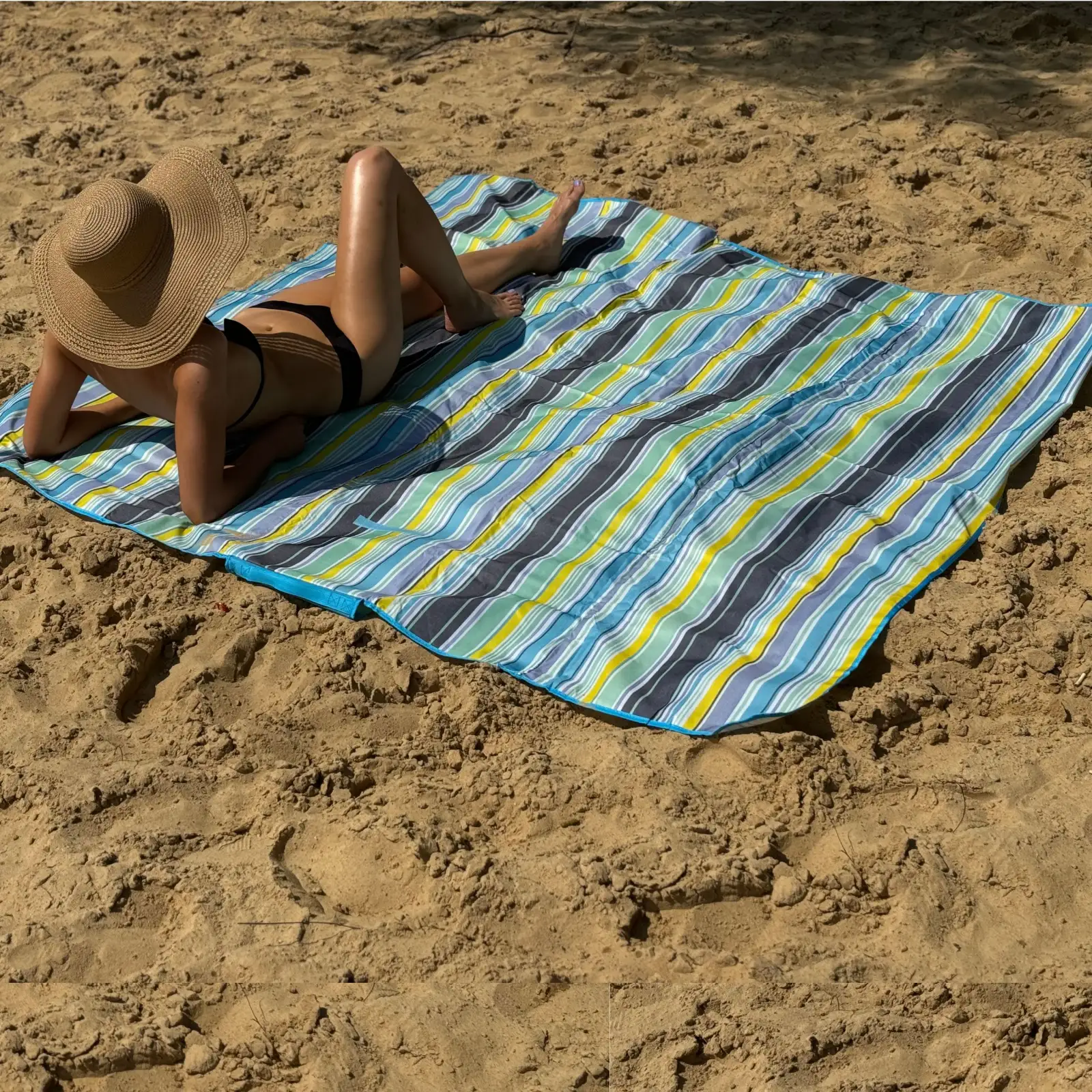 Koc piknikowy plażowy 195x200 cm | Linie kolorowe — 22