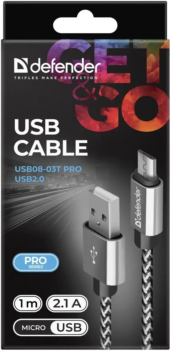 KABEL DEFENDER USB AM-MICRO BM 1.0m 2.1A BIAŁY — 3