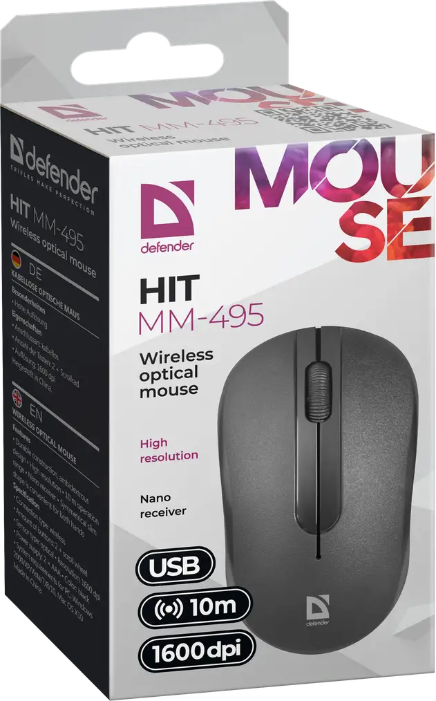 MYSZ DEFENDER HIT MM-495 RF OPTIC CZARNA 1600dpi 3P — 5