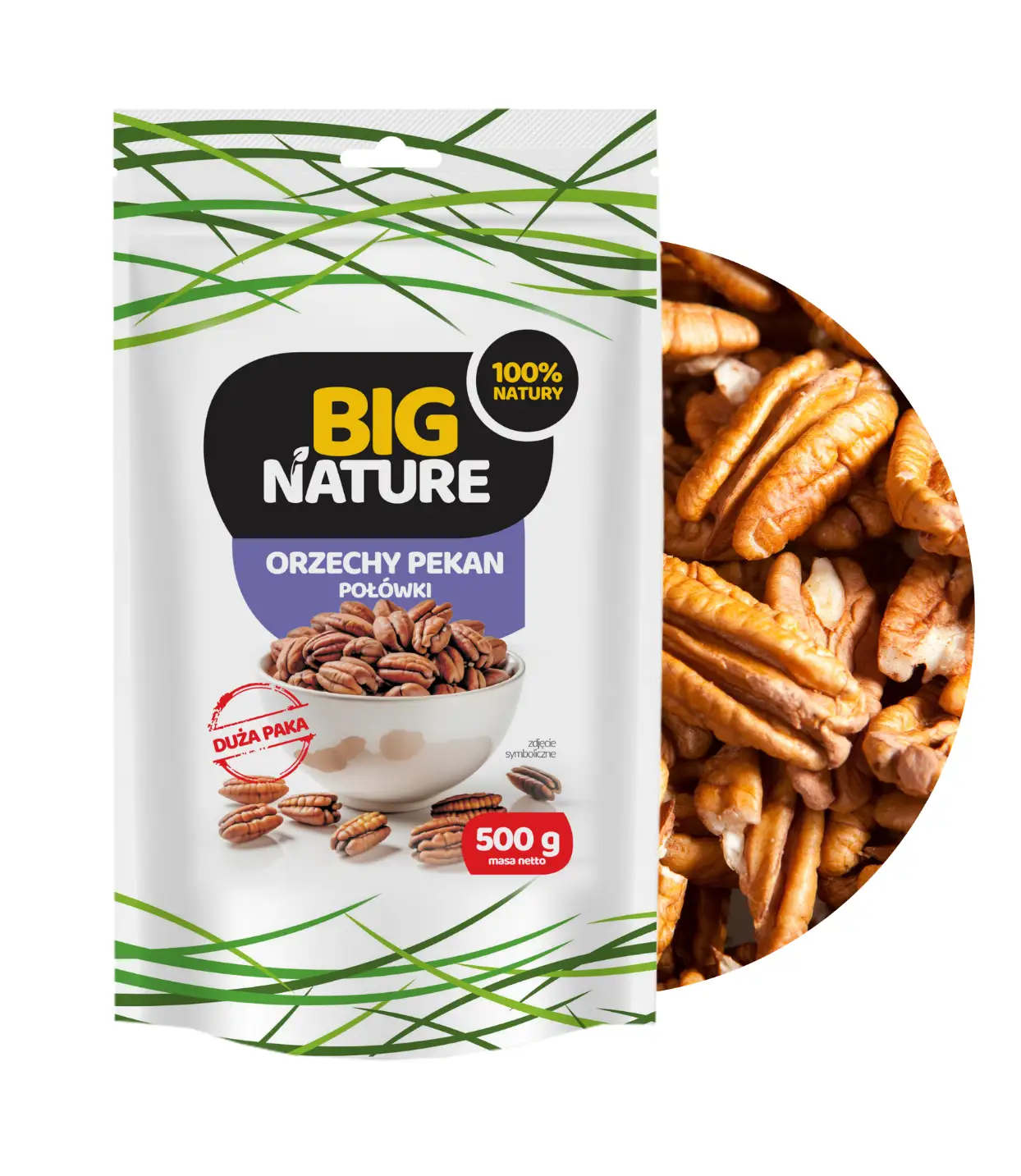 Orzechy Pecan POŁÓWKI 500g  - BIG NATURE
